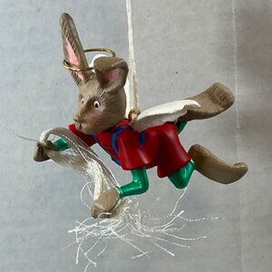 VTG 1994 Hallmark Keepsake Flying "Angel Hare" w/Brass Halo Christmas Ornament